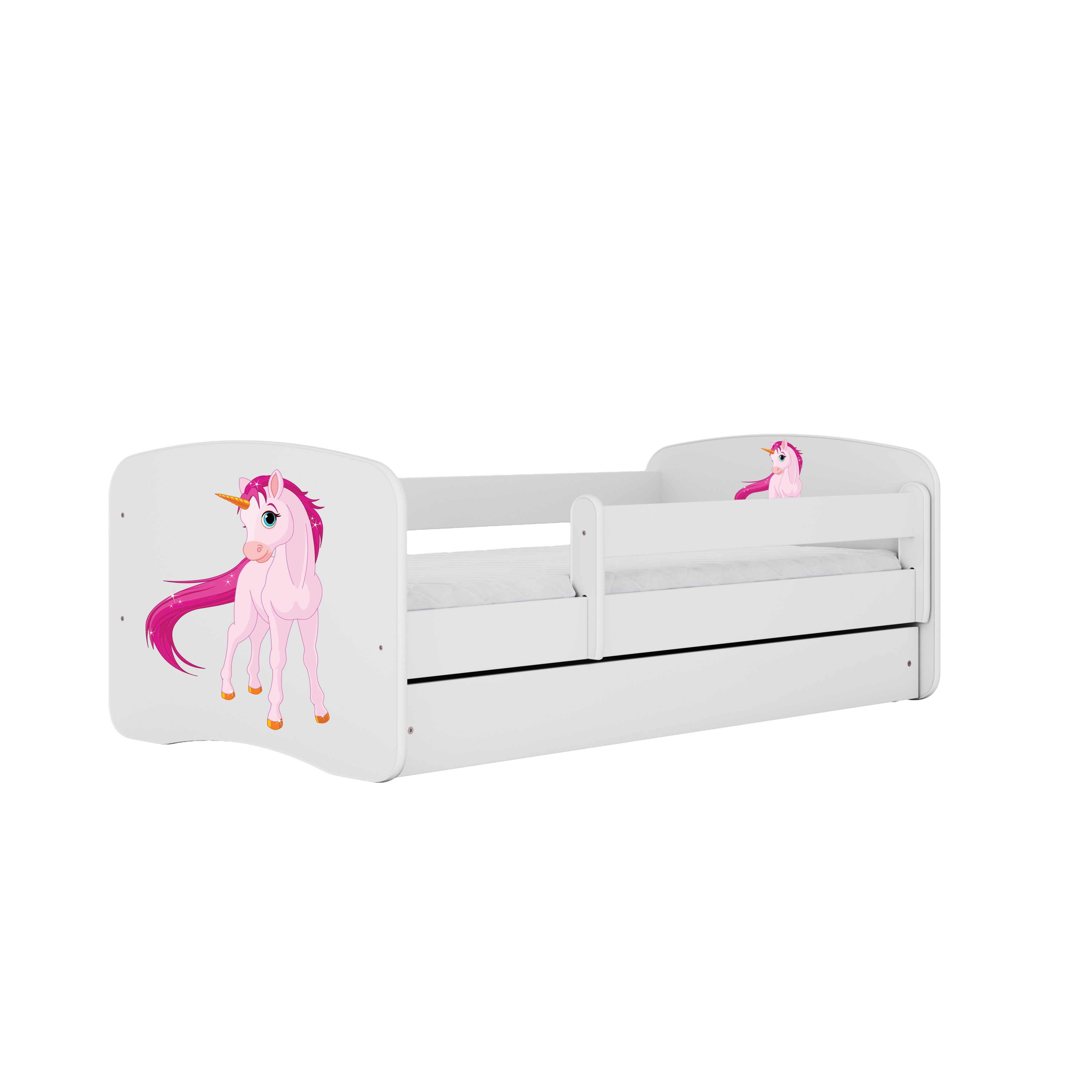 KINDERBETT Einhorn mit Schublade 140/70 80/61/144 - Weiß, Holzwerkstoff (70/140cm) - RAUMHIRSCH FURNITURE