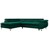 ECKSOFA PEDRO L Dunkelgrün Velvet - Links Seite - Dunkelgrün/Schwarz, Textil/Metall (208/273cm) - MKS