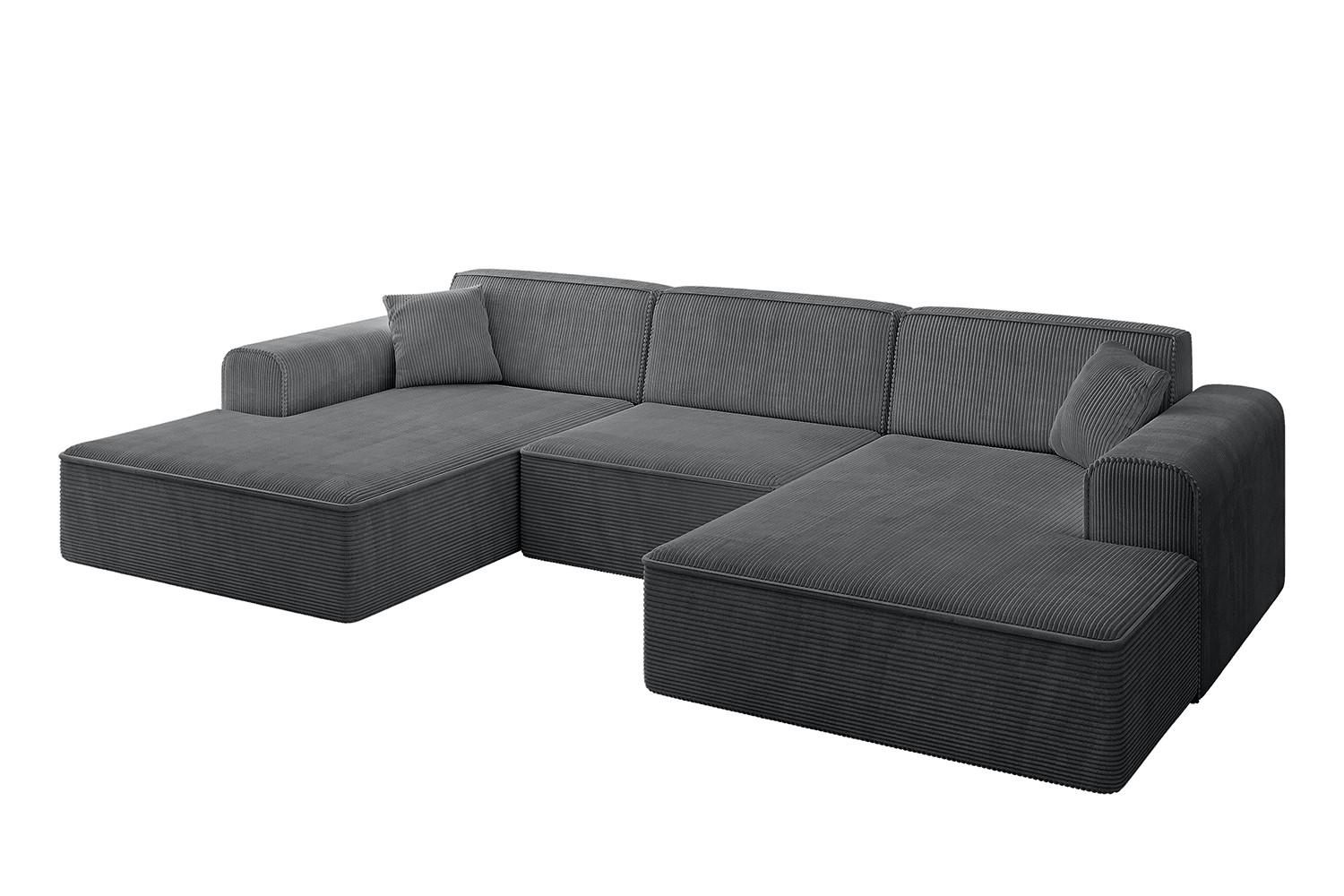 WOHNLANDSCHAFT IREA-U1-v3 - 301x165x77 cm Duneklgrau - Dunkelgrau, Holzwerkstoff/Textil (301/77/165cm) - ALTDECOR