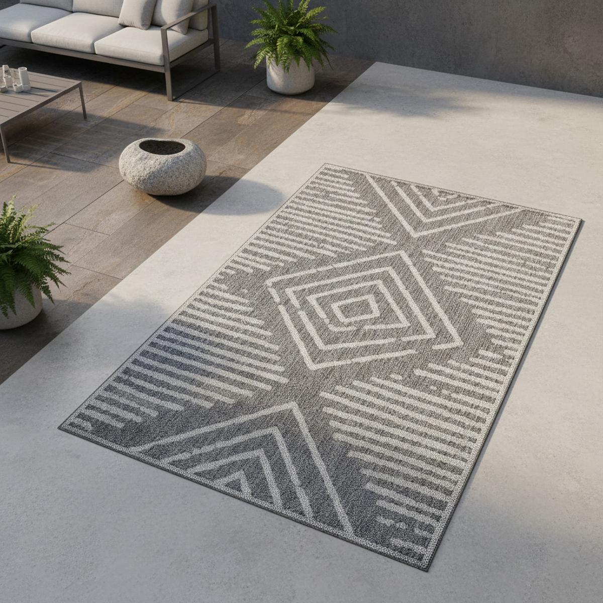 OUTDOORTEPPICH LIRIA, gestreift, Grau, 160 x 230 cm - Grau, Textil (230/160cm) - KADIMA DESIGN