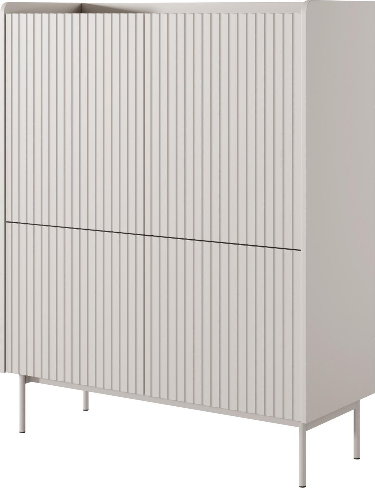 HIGHBOARD Nolle in Beige & Scandi Eiche 103/126/38 cm - Sandfarben/Beige, Holzwerkstoff/Metall (103.2/126.2/38cm) - WFL GROUP