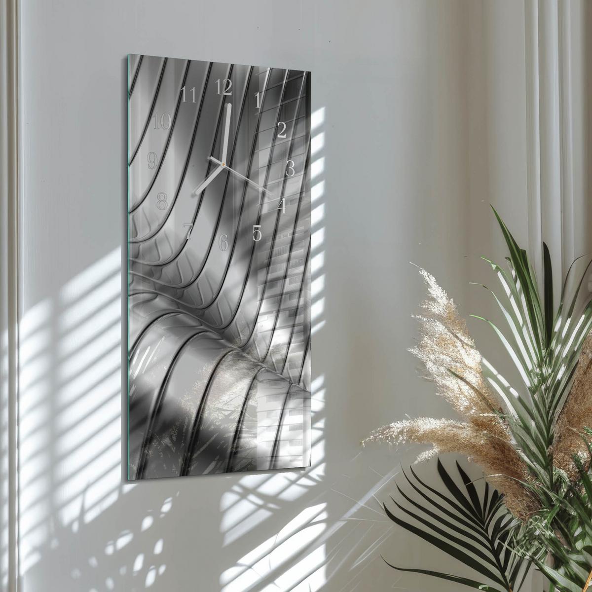 WANDUHR aus Glas 30x60 cm - Welle - Silberfarben, Glas (30/60/0.4cm) - TULUP