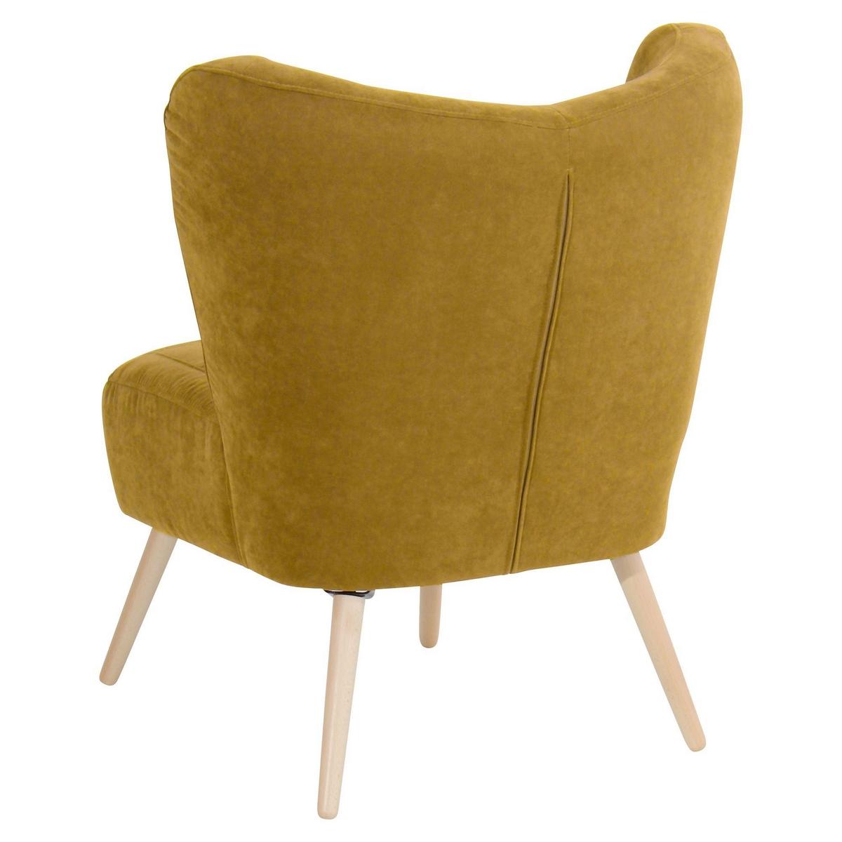 SESSEL Kathy Bezug Veloursstoff Buche natur / mais - Gelb, Kunststoff (70/86/69cm) - 58aufmkessel