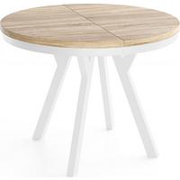 ESSTISCH Vero Neo rund ausziehbar verlängerbar, Eiche Sonoma Hellbraun 80-130/80/77 cm - Weiß/Sonoma Eiche, Holz/Holzwerkstoff (80/130/77cm) - WFL GROUP