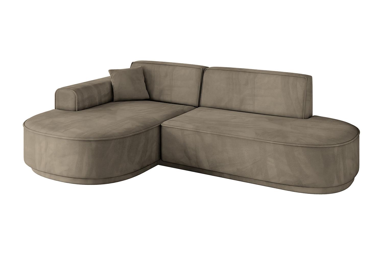 ECKSOFA Ottomane Links MARI-L1-v3 - 243x171x83 cm Dunkelbraun Velours - Dunkelbraun/Schwarz, Holzwerkstoff/Kunststoff (243/171cm) - ALTDECOR