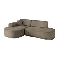 ECKSOFA Ottomane Links MARI-L1-v3 - 243x171x83 cm Dunkelbraun Velours - Dunkelbraun/Schwarz, Holzwerkstoff/Kunststoff (243/171cm) - ALTDECOR