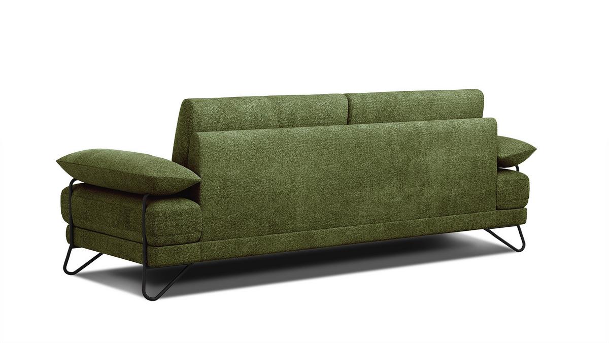SOFA LORI 3-Sitzer, olivgrün - Schwarz/Olivgrün, Holzwerkstoff/Textil (245/87/96cm) - Wozimo