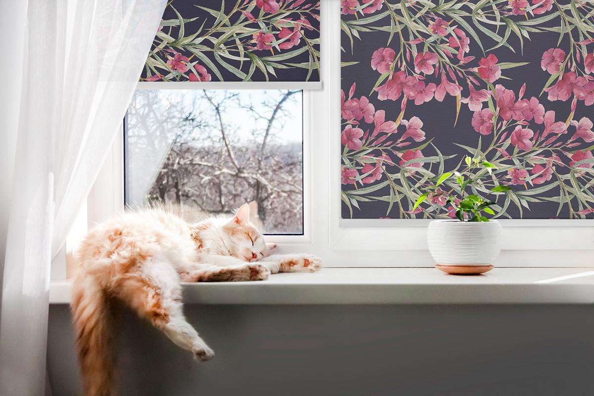 INNENROLLO - Fensterrollo - Rollo - 110x140 cm - Exotische Blume - Pink, Kunststoff (110/140/0.5cm) - TULUP