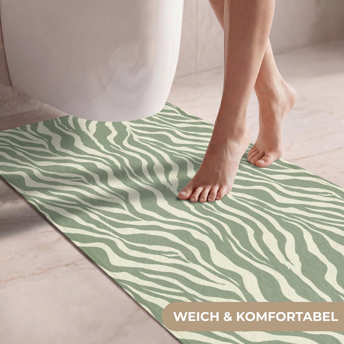 WC-VORLEGER Zebra - Motiv - Grün Toilettenvorleger 60x120 cm - Salbeigrün, Textil (60/1cm) - OnlyWow