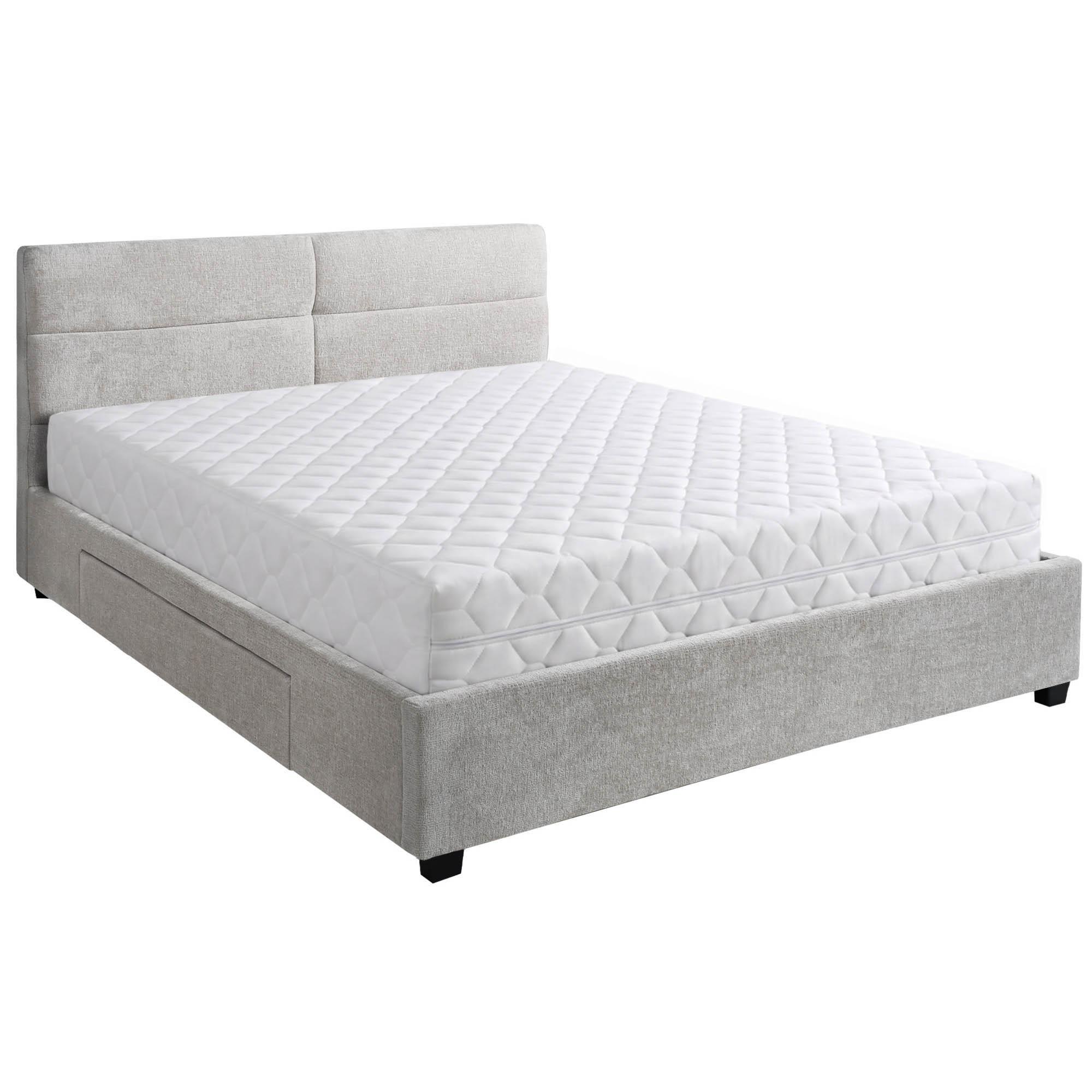 POLSTERBETT Aurea Doppelbett 160x200 cm mit Schublade und und Taschenfedernmatratze 26 cm, Chenille-Stoff, Beige - Beige/Schwarz, Textil (160/200cm) - Beautysofa