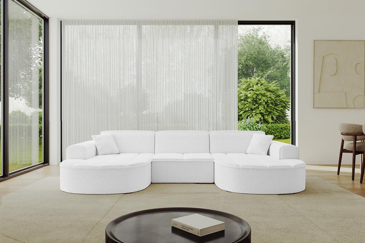 WOHNLANDSCHAFT TARO-U1 - 303x171x79,5 cm Weiß - Weiß, Holzwerkstoff/Textil (303/79.5/171cm) - ALTDECOR