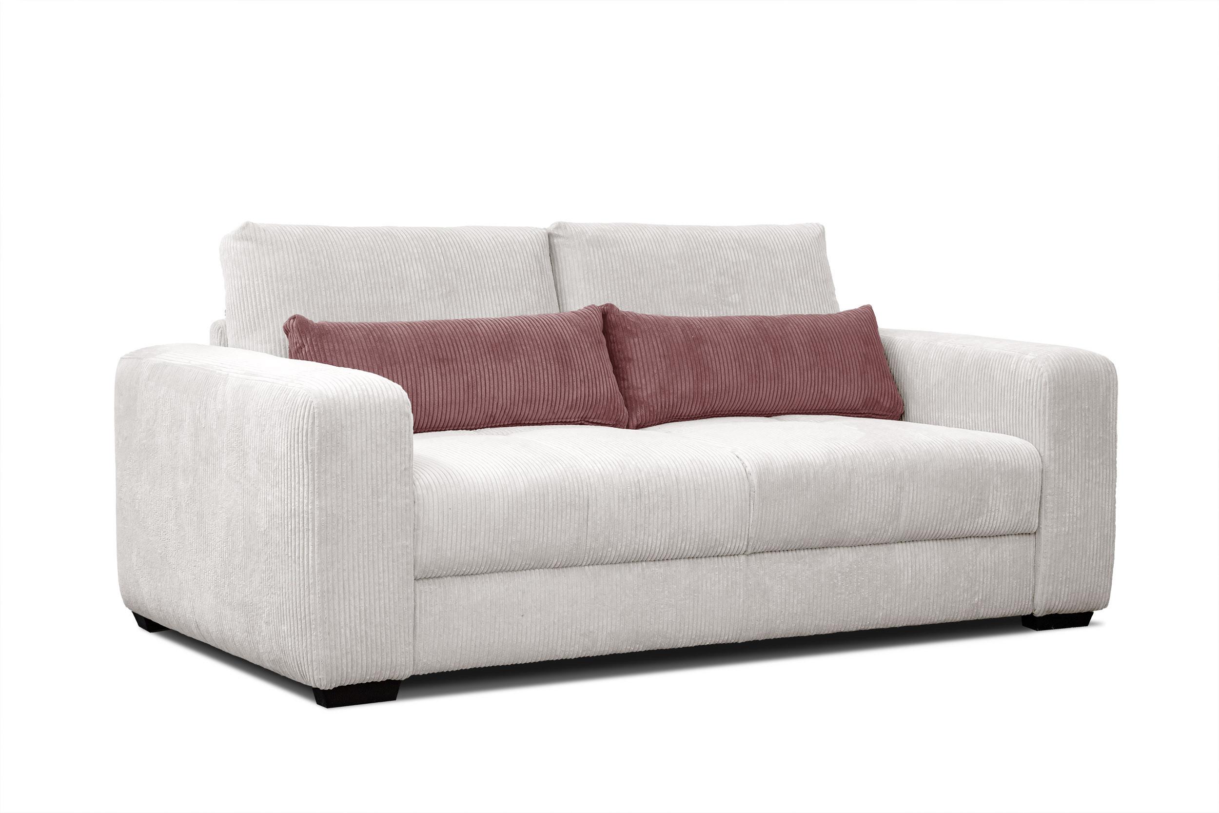 SOFA OLI 3-Sitzer, perlweiß - Weiß, Holz/Textil (208/91/108cm) - Wozimo