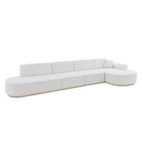 ECKSOFA Ottomane Rechts MARI-L3-v1 - 413x171x83 cm Weiß Bouclé - Weiß, Holzwerkstoff/Textil (171/413cm) - ALTDECOR