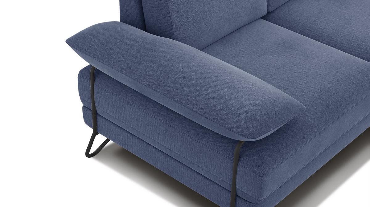 SOFA LORI 2-Sitzer, blau - Blau/Schwarz, Holzwerkstoff/Textil (185/87/96cm) - Wozimo