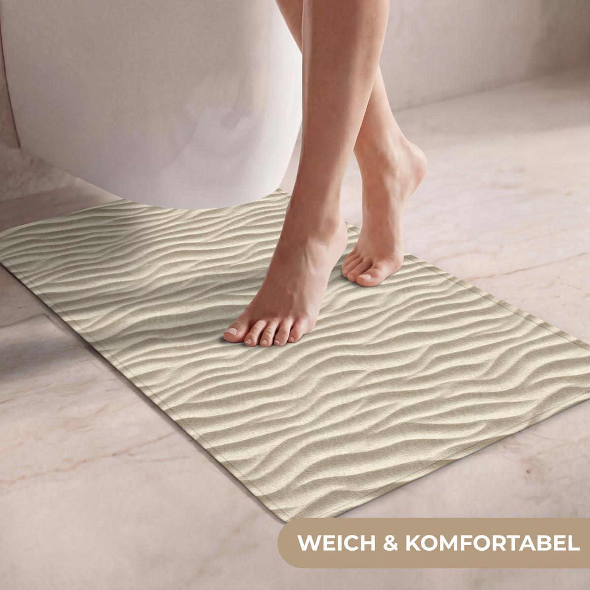 WC-VORLEGER Sand - Wellen - Beige WC Teppich 50x80 cm - Beige, Textil (50/1cm) - OnlyWow
