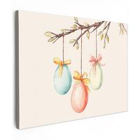 LEINWANDBILD Osterkuchen - Schleife - Eier Wandbild 40x30 cm - Creme, Textil (40/30cm) - MuchoWow