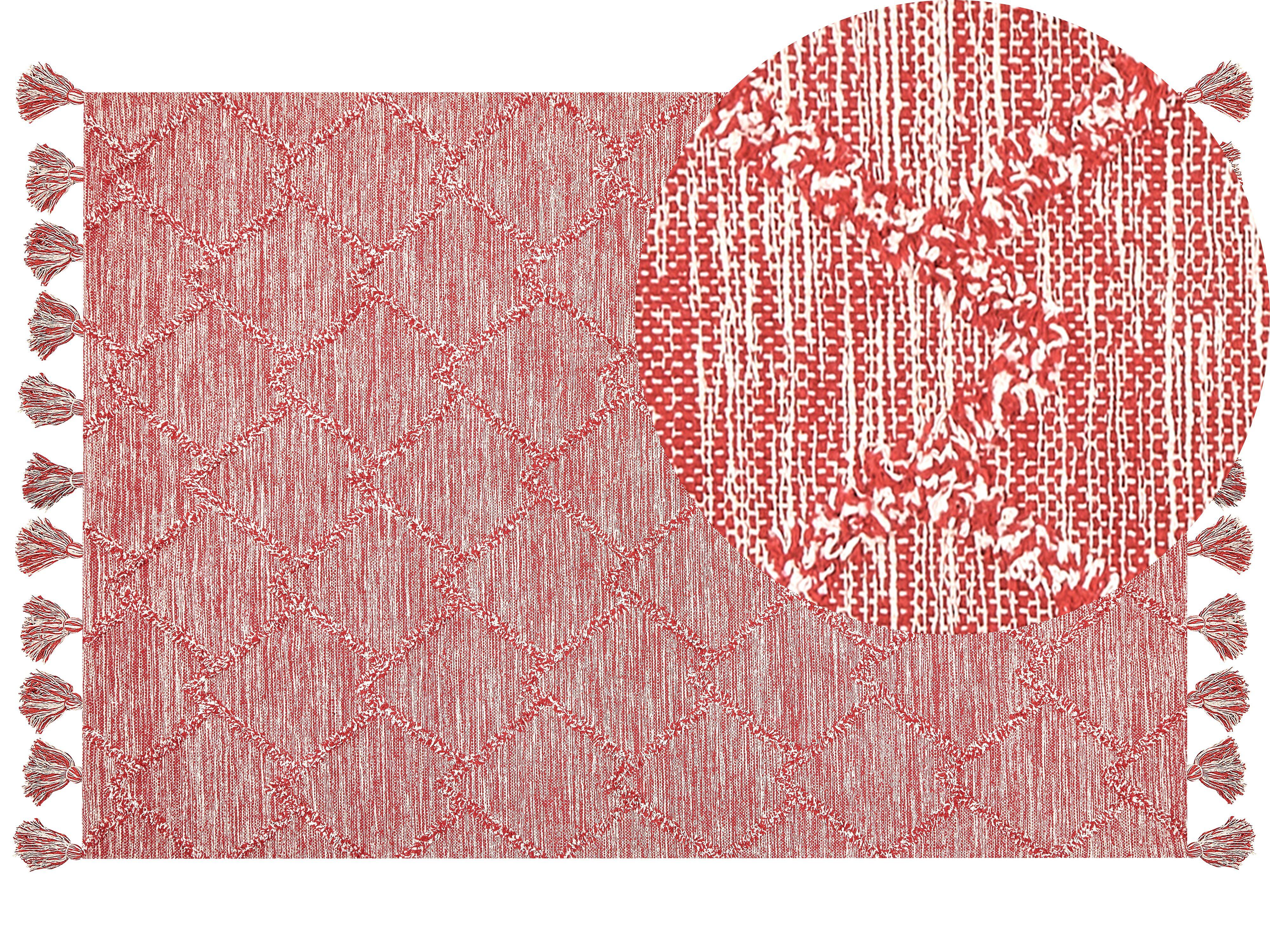 KURZFLOR-TEPPICH Nigde 230/160 cm - Rot, Textil (160/230cm) - Beliani