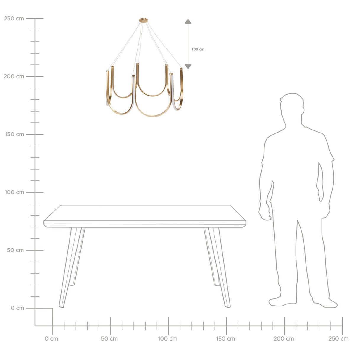 LED-KRONLEUCHTER Gold Perqueno - Goldfarben, Metall (75/75/123cm) - Beliani