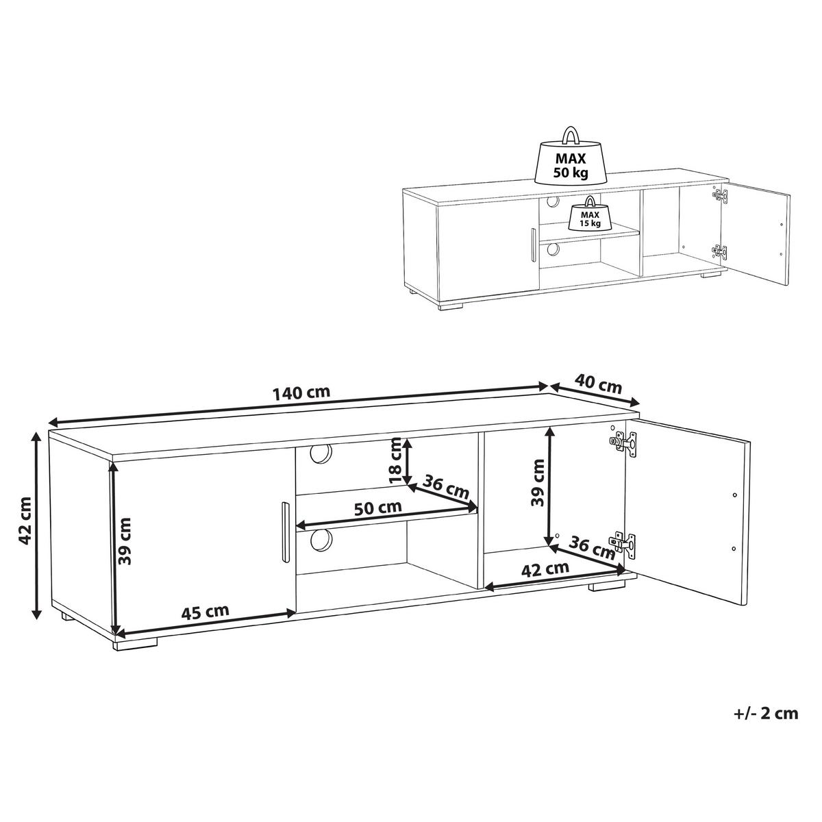 TV-MÖBEL Weiß Chilliwack - Dunkelgrau/Weiß, Holzwerkstoff (140/42/40cm) - Beliani