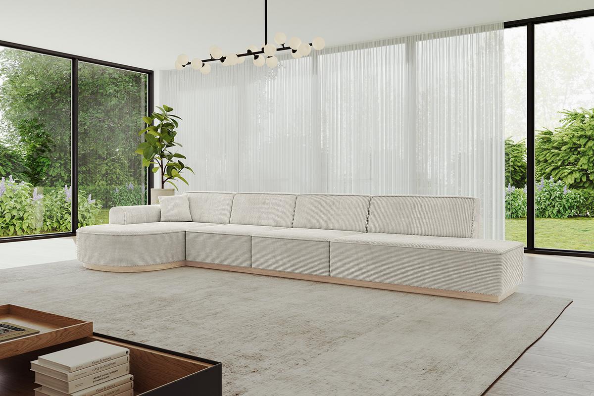 ECKSOFA Ottomane Links ARRIO-L3 - 413x171x83 cm Creme - Hellgrau/Creme, Holzwerkstoff/Textil (413/171cm) - ALTDECOR