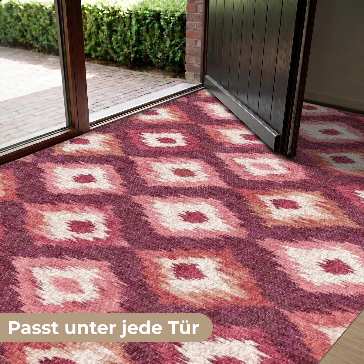 FUSSMATTE Diamantformen - Rosa - Muster - Textur Flurteppich 180x120 cm - Beere, Kunststoff (180/0.4cm) - MuchoWow
