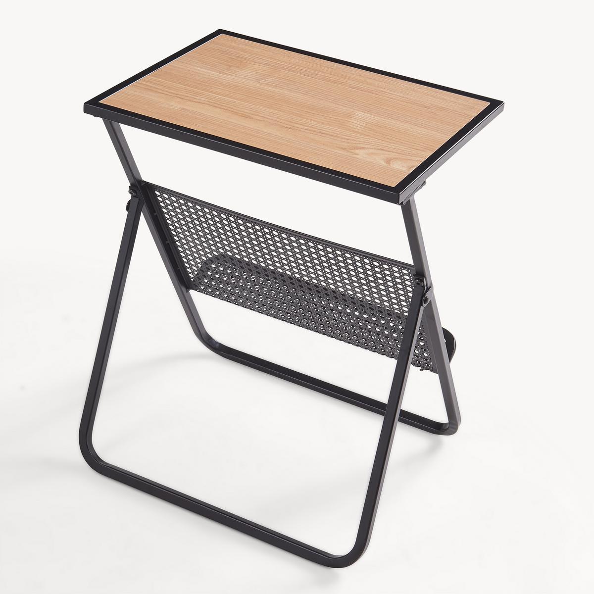 BEISTELLTISCH Jäller - Eichefarben/Schwarz, Holzwerkstoff/Metall (40/30/48cm) - [en.casa]