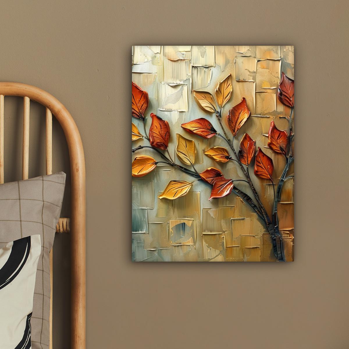 LEINWANDBILD Baum - Abstrakt - Natur - Kunst Room Decor 30x40 cm - Goldfarben, Textil (30/40cm) - MuchoWow