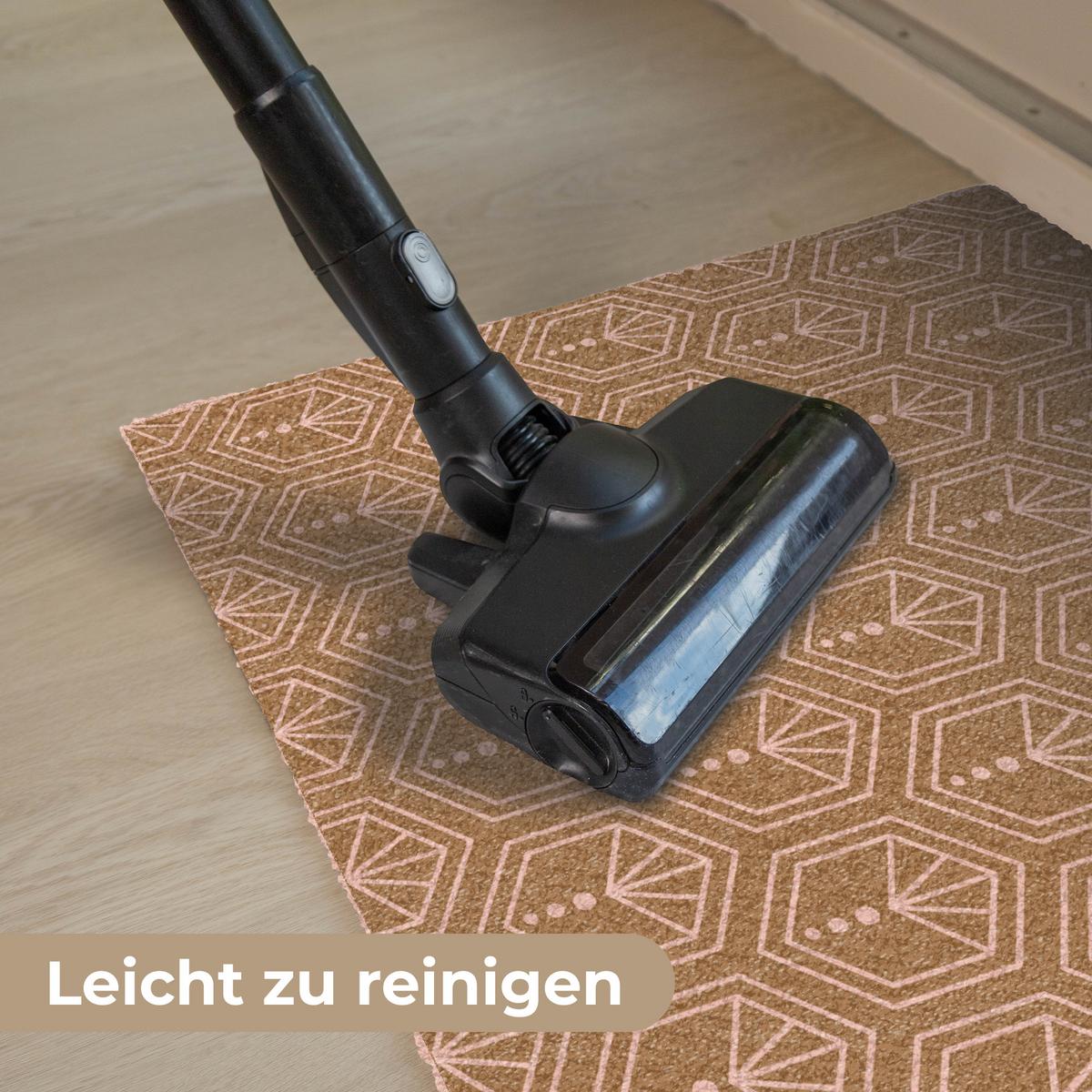 FUSSMATTE Braun - Rosa - Geometrisch - Gemustert Türmatte 90x60 cm - Braun, Kunststoff (90/0.4cm) - MuchoWow
