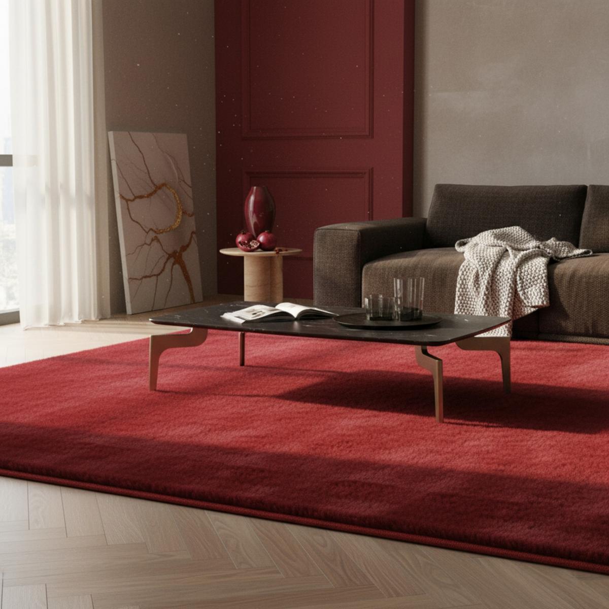KURZFLORTEPPICH Waschbar NECKAR, einfarbig, aus Polyester, Rot, 120 x 170 cm - Rot, Textil (170/120cm) - KADIMA DESIGN