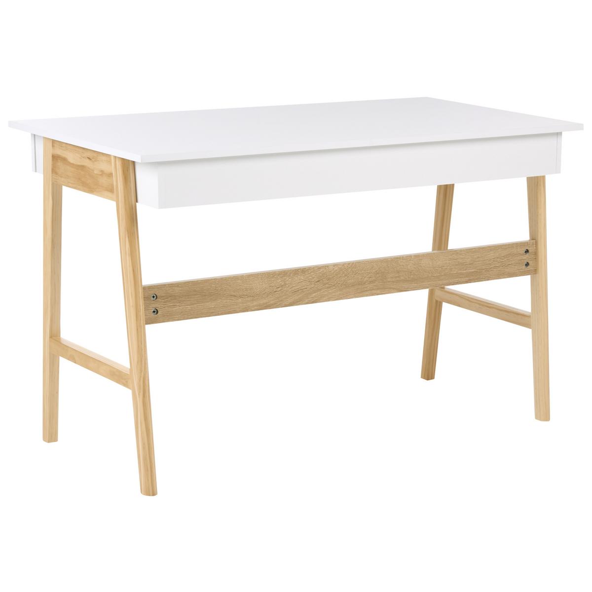 SCHREIBTISCH Hellbraun/Weiß 120/60 cm Theslay - Hellbraun, Holzwerkstoff (60/120/75cm) - Beliani