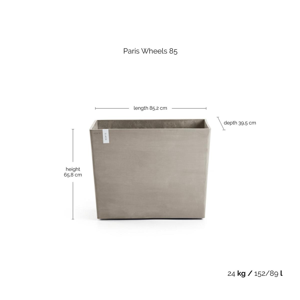 BLUMENTOPF Paris Wheels 85,2/39,5/65,8 cm Taupe - Taupe, Kunststoff (85.2/65.8cm) - Ecopots