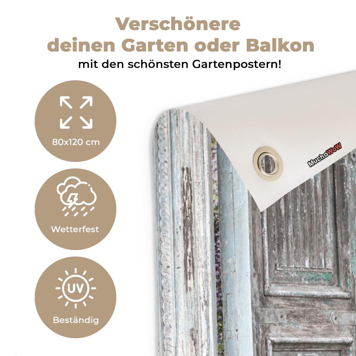 GARTENPOSTER Aussicht - Wald - Steine - Frühling Outdoor Bilder 80x120 cm - Hellgrau, Kunststoff (80/120/0.2cm) - OnlyWow