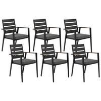 GARTENSTUHL 6er-Set Aluminium schwarz Taviano - Schwarz, Metall (54/86/58cm) - Beliani