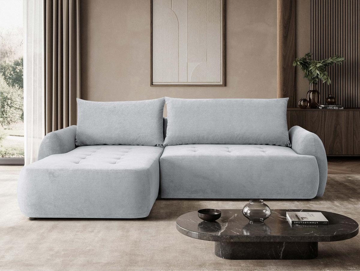 ECKSCHLAFSOFA Bueno II, Seite: Links - Hellgrau/Schwarz, Holz/Textil (280/185cm) - MIRJAN24