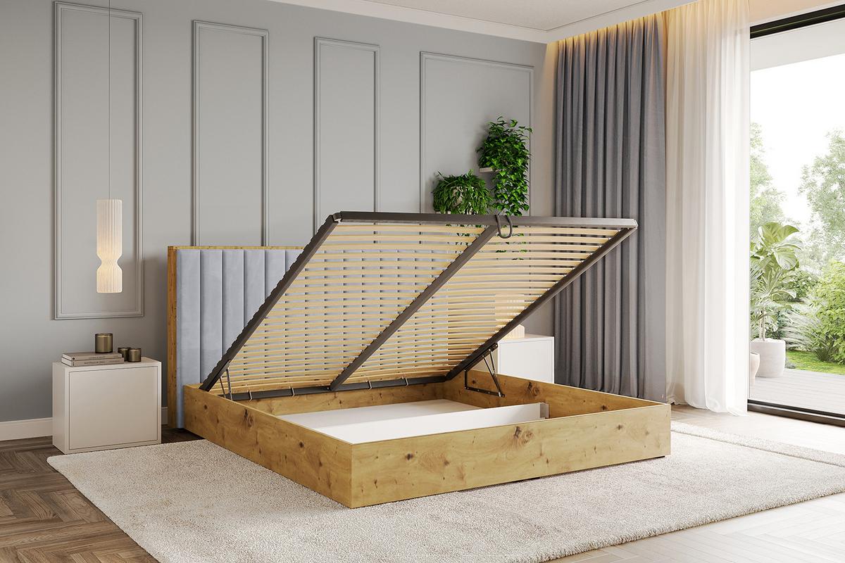POLSTERBETT mit Bettkasten und Lattenrost, Bett mit Matratze H3/H4 - ENZO4 180x200 Hellgrau - Hellgrau, Holzwerkstoff/Textil (180/200cm) - ALTDECOR