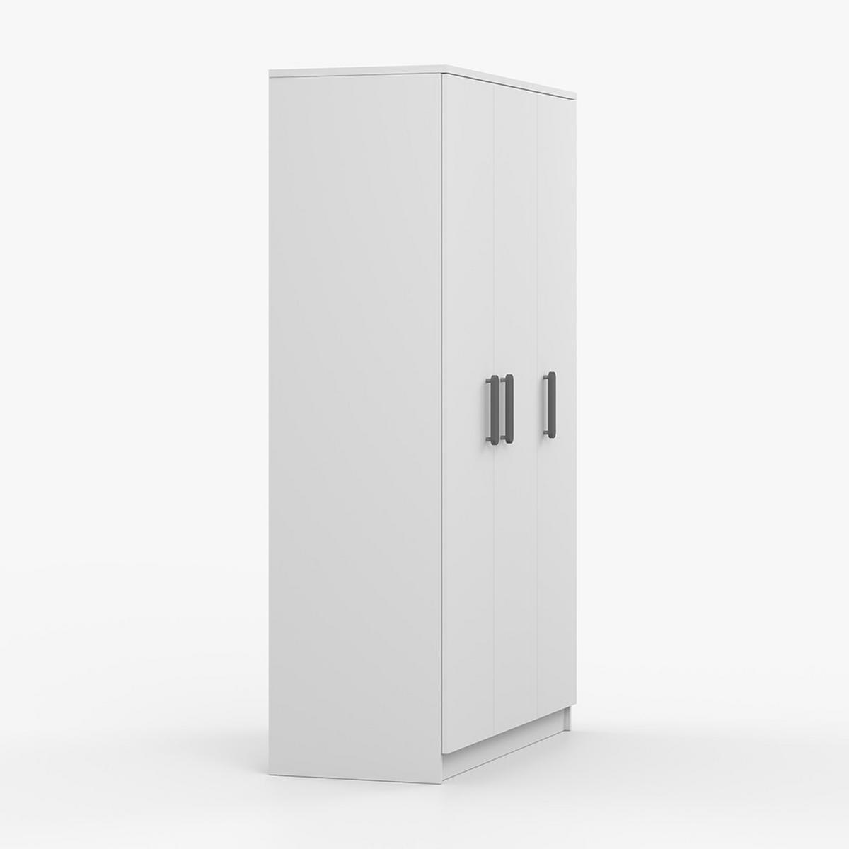 KLEIDERSCHRANK Jonas I 2D 19, 120/192/50, 3-türig, weiß - Weiß/Grau, Holzwerkstoff (120/194/50cm) - imoebel24