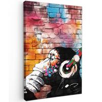 LEINWANDBILD Affe - Graffiti - Musik Wanddeko Schlafzimmer 60x90 cm - Multicolor, Textil (60/90cm) - MuchoWow