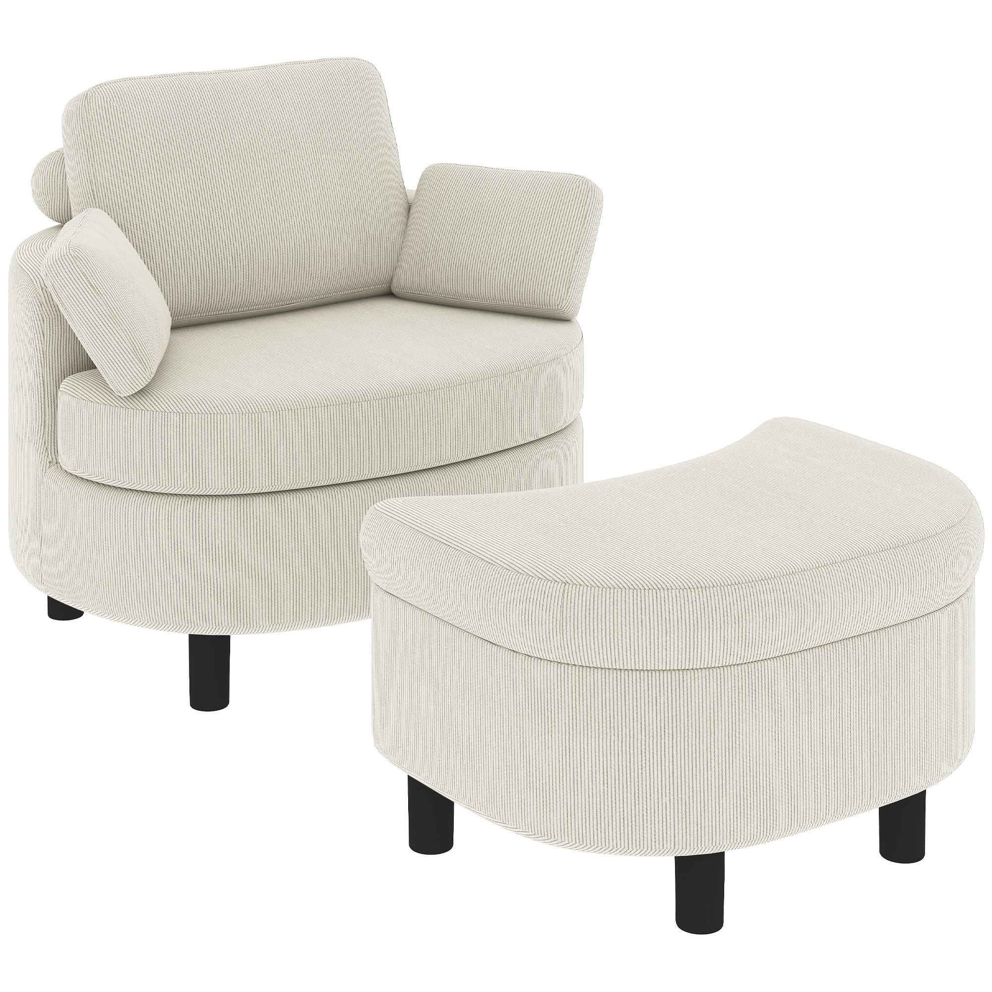 SESSEL Polyester Cremeweiß - Creme/Schwarz, Holzwerkstoff/Kunststoff (69/78/85.5cm) - HOMCOM