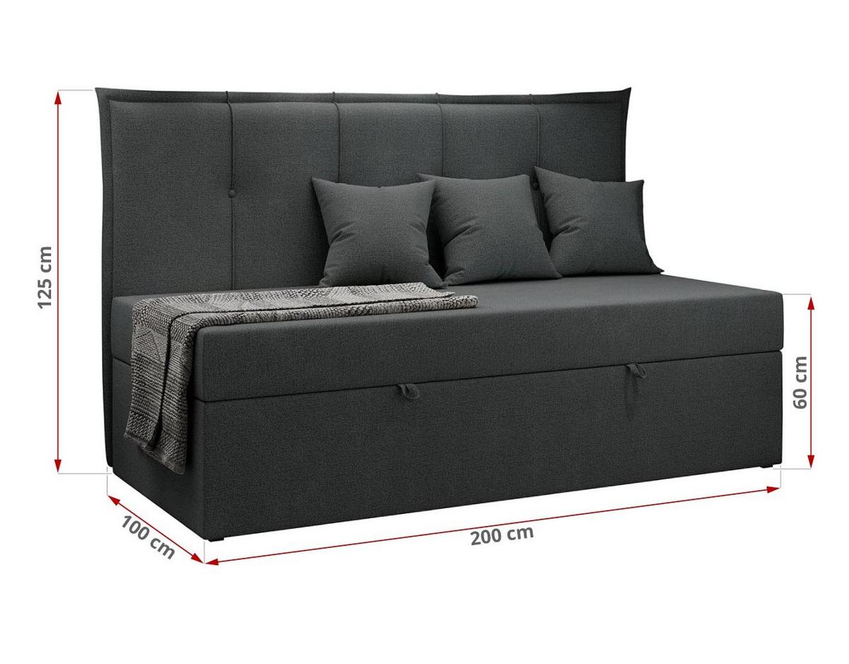 BOXBETT BANCO 90/200 Dunkelgrau Struktur - H3 - Dunkelgrau, Holz/Textil (90/200cm) - MKS