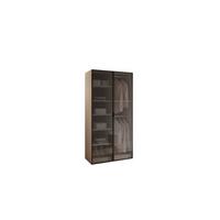 KLEIDERSCHRANK SANDBOX 100 101/49/200 cm Beige Sand / schwarzes Glas ohne LED ohne Zusatzböden - Sandfarben/Schwarz, Holzwerkstoff/Kunststoff (101/200/49cm) - Lookway
