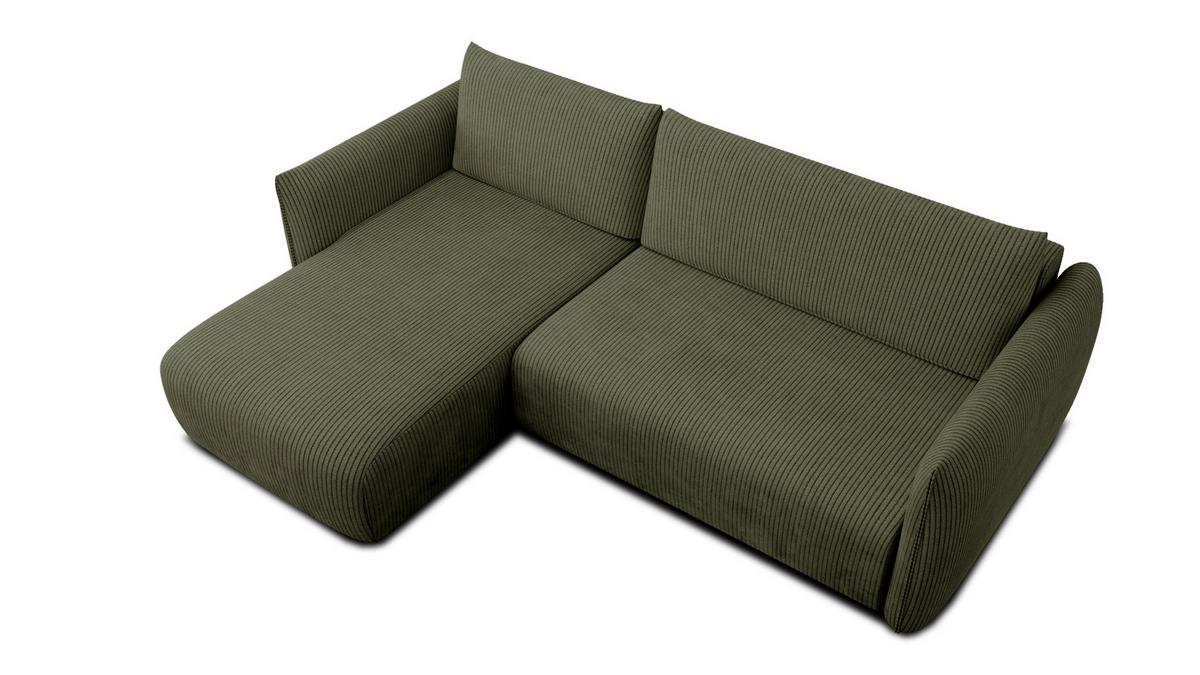 ECKSOFA TAUER 3-Sitzer rechts, olive - Dunkelgrün/Schwarz, Holz/Textil (248/173cm) - Wozimo