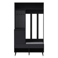 GARDEROBE schwarz sitzbank stauraum - Schwarz, Holzwerkstoff (100/180/35cm) - Urban Meuble