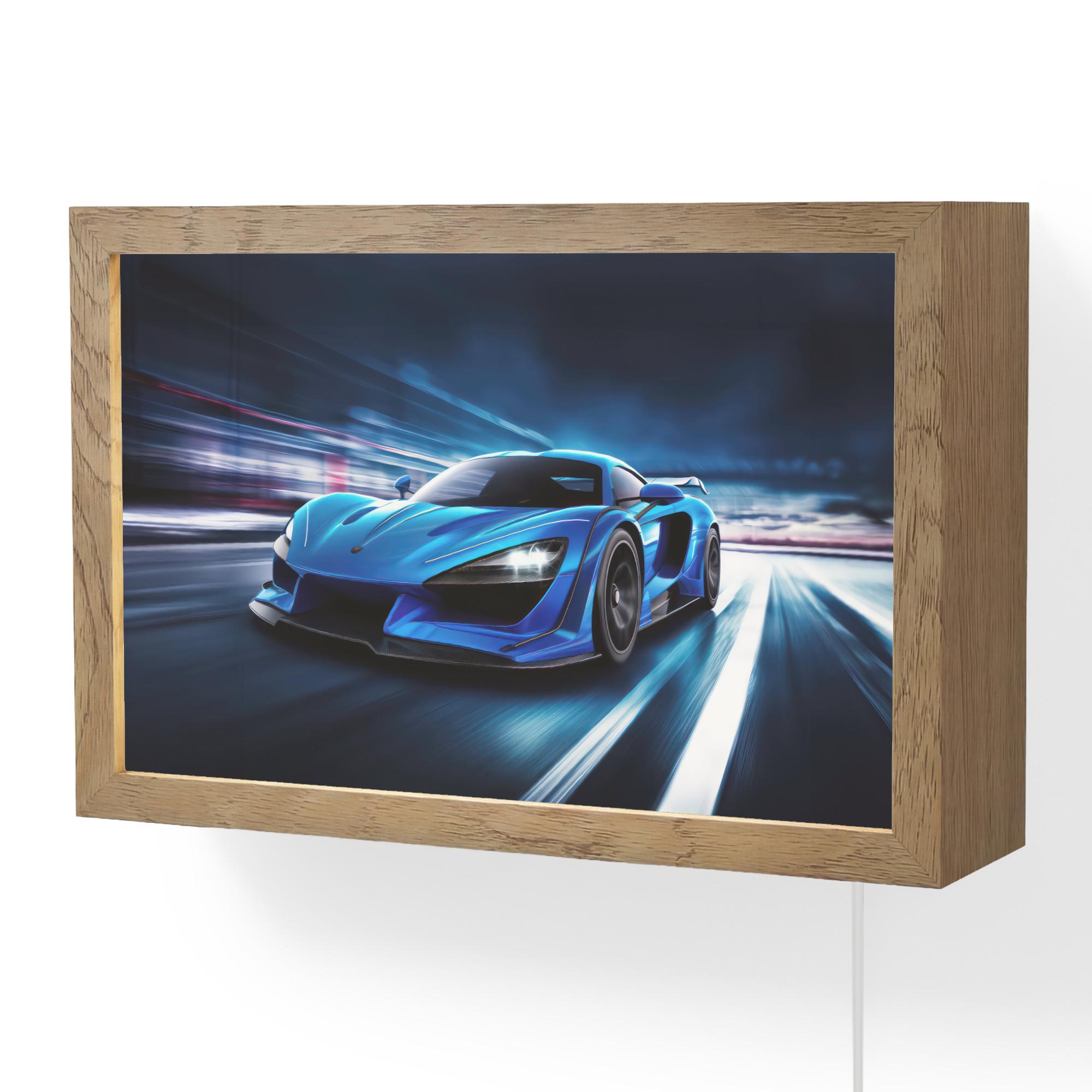 WANDLEUCHTE Auto - Blau - Jungen - Kind 30x20 cm - Blau, Holzwerkstoff (30/20/8cm) - OnlyWow