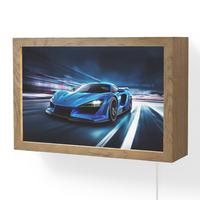 WANDLEUCHTE Auto - Blau - Jungen - Kind 30x20 cm - Blau, Holzwerkstoff (30/20/8cm) - OnlyWow