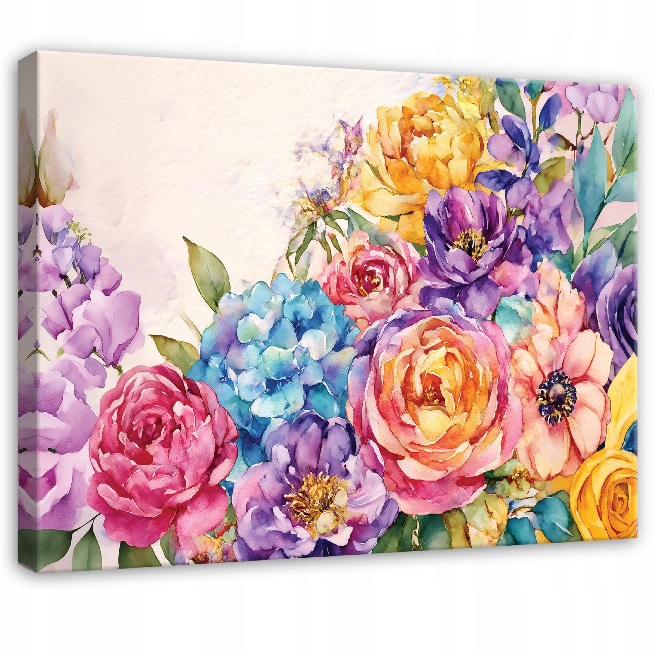 LEINWANDBILD Blumen Abstrakt Bunt 60x40 cm - Multicolor, Holzwerkstoff (60/40cm) - Wallarena