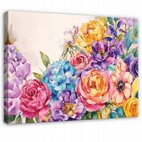 LEINWANDBILD Blumen Abstrakt Bunt 60x40 cm - Multicolor, Holzwerkstoff (60/40cm) - Wallarena