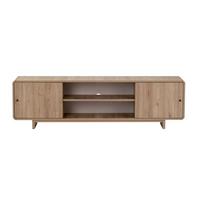 TV-MÖBEL mit 2 Türen, 2 Fächern und abgerundeten Kanten 34/52/180 cm - Eichefarben, Holzwerkstoff (34/52/26cm) - Calicosy