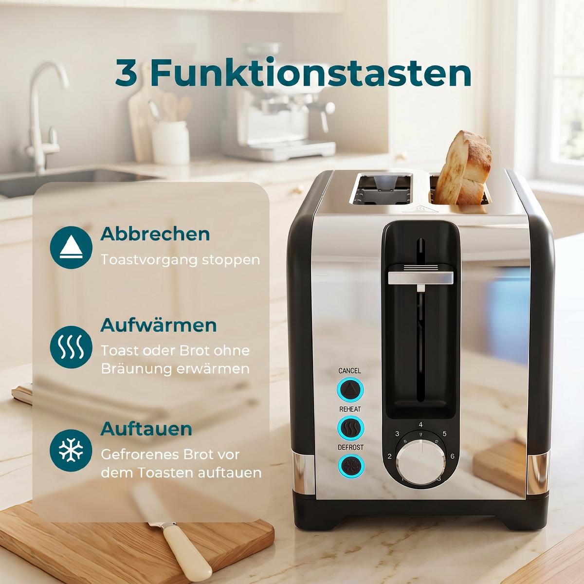 TOASTER Kunststoff Schwarz - Schwarz, Kunststoff (15.6/18.9/26.4cm) - HOMCOM