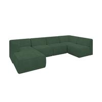 WOHNLANDSCHAFT Ottomane Links MOVO-L 345x180x78 cm Grün Cord - Grün, Holzwerkstoff/Kunststoff (345/78/180cm) - ALTDECOR