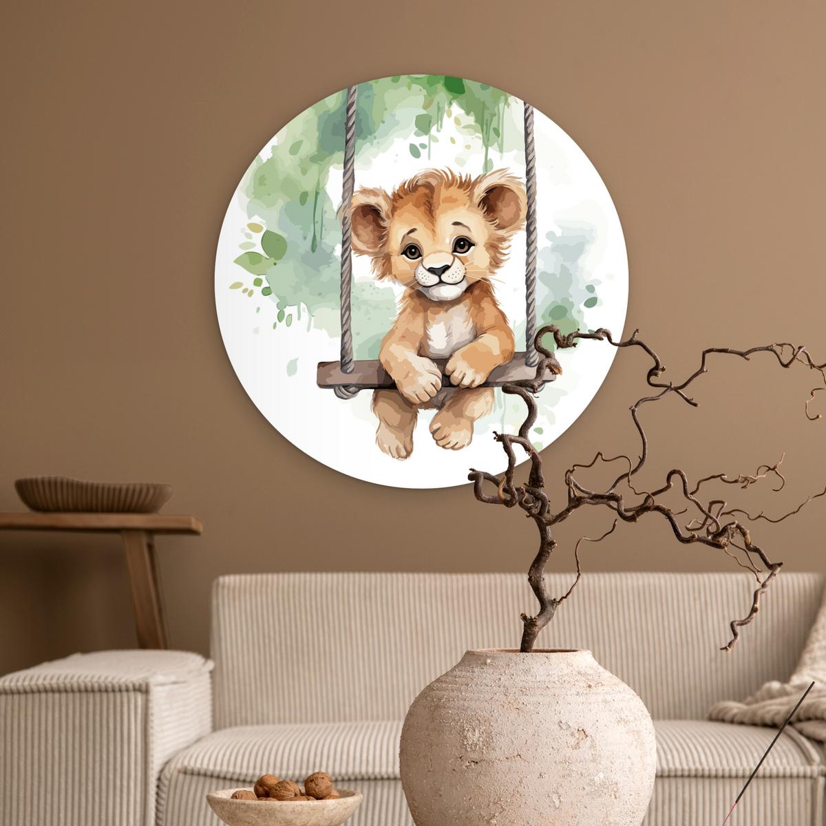 WANDBILD Löwe - Tier - Kinder - Dschungel Wanddeko Schlafzimmer 60x60 cm - Hellbraun, Kunststoff (60/60cm) - MuchoWow
